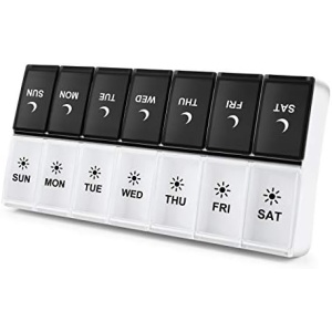 Large Pill Organizer 2 Times a Day, Weekly Box Per AM PM Case, Day Night
