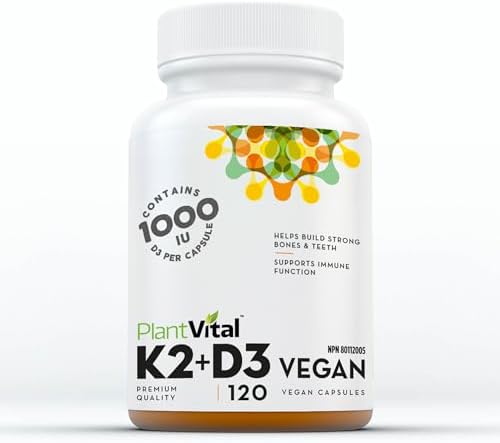 PlantVital High-Potency Vegan Vitamin D3 + K2 - (25 mcg + 120 mcg)