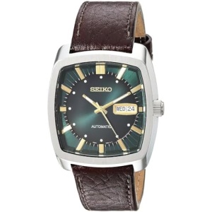 SEIKO Automatic Watch for Men - Recraft Series - Brown Leather Strap, Day/Date