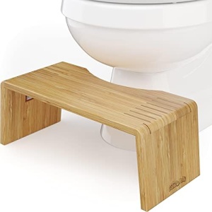 Squatty Potty Oslo Folding Bamboo Toilet Stool – 7 Inches, Collapsible Bathroom