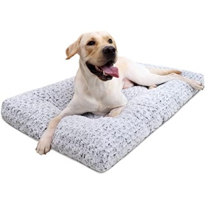 Washable Dog Bed Deluxe Plush Dog Crate Beds Fulffy Comfy Kennel Pad Anti-Slip