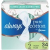 Always Pure Cotton Feminine Pads for Women, Size 2, Heavy Flow