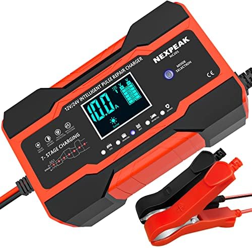 10-Amp Car Battery Charger, 12V and 24V Smart Fully Automatic Battery Charger - Labranda Aly