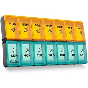 Mossime XL Large Daily Pill Container 2 Times a Day, Extra Jumbo 7 Day Big Pill