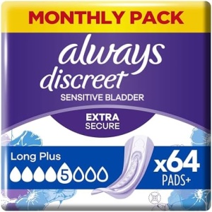 Always Discreet Incontinence Pads Women, Long Plus, Absorbency 5
