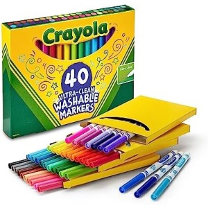 Crayola Ultra Clean Fine Line Washable Markers (40ct), Colored Markers for Kids