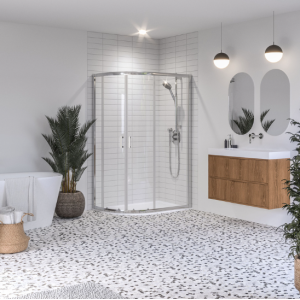 Aqualux Framed 8mm Offset Quadrant Shower Enclosure with Tray and Waste Kit 1200x800mm Left Hand